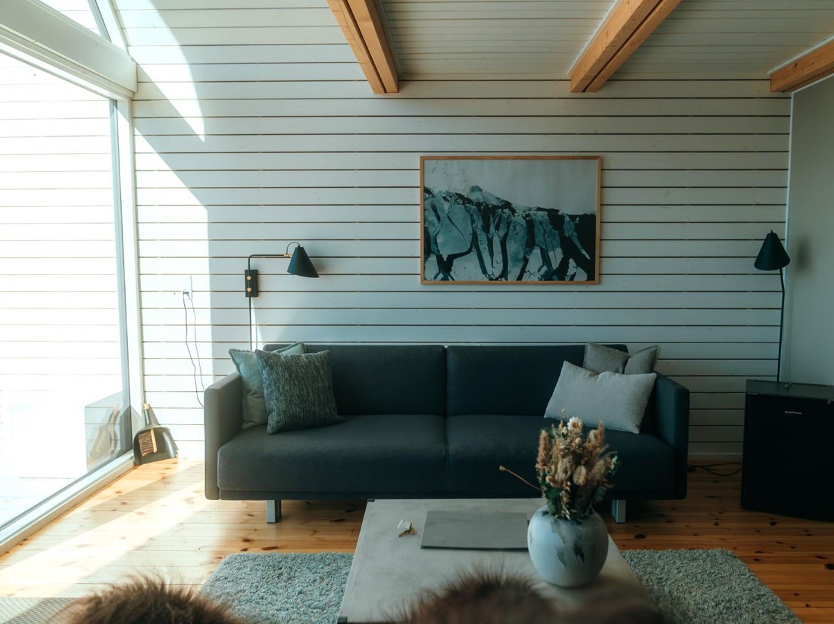 Living area of a bungalow at Ilimanaq Lodge Greenland