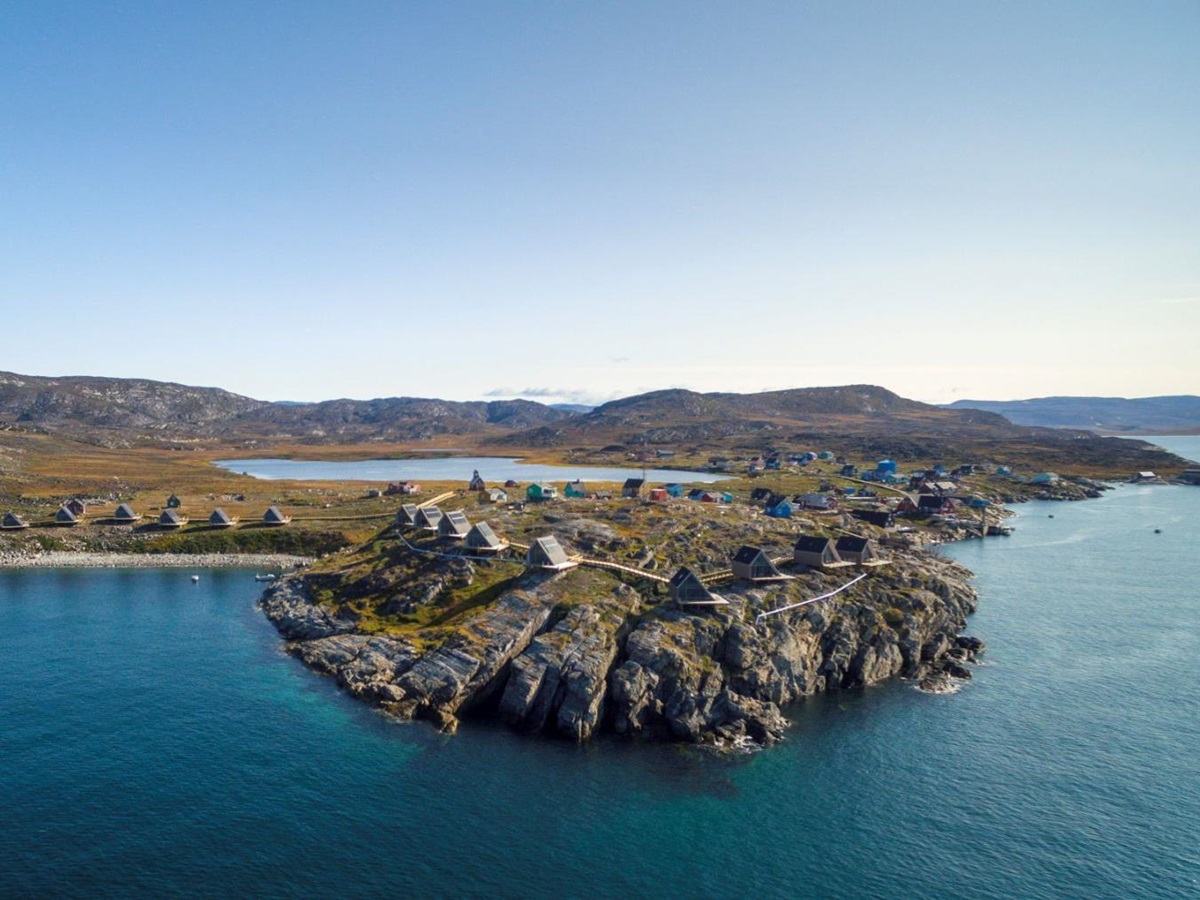 Bungalows and pristine coastline at Ilimanaq Lodge Greenland