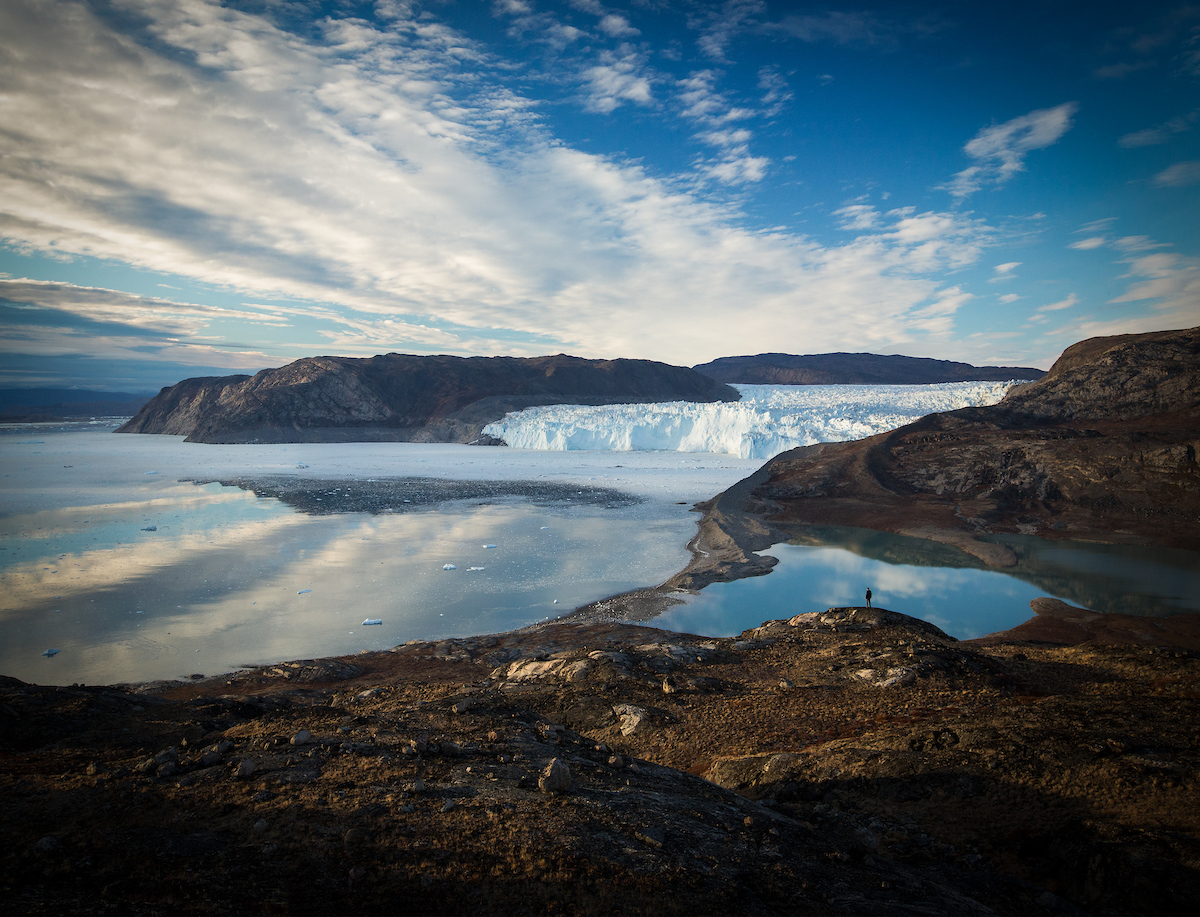 Wide view of the Eqi Glacier in Greenland