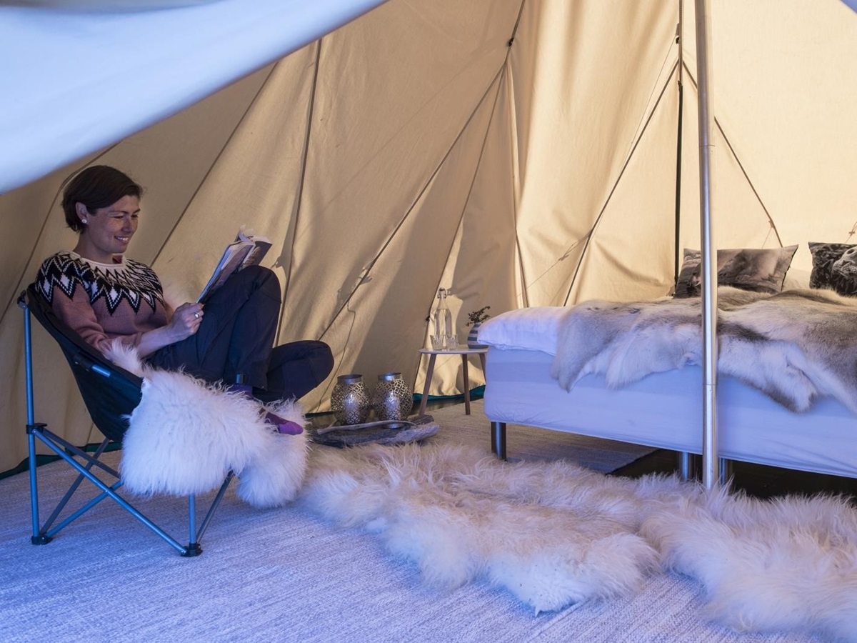 Interior of tipi at Camp Kiattua in Greenland
