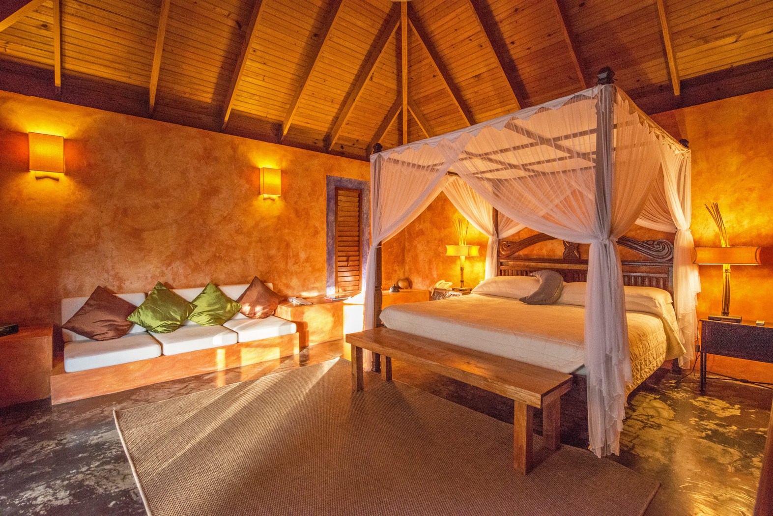 Orange bedroom at Laluna, Grenada