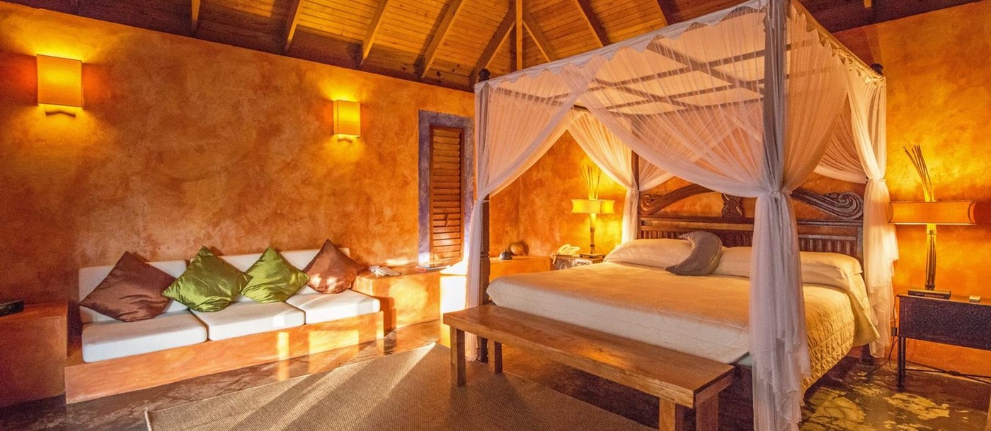 Orange bedroom at Laluna, Grenada