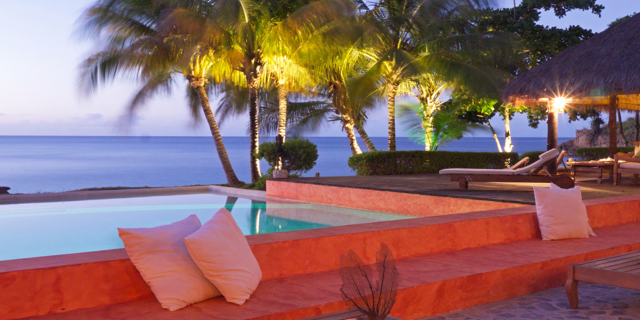Pool at night at Laluna, Grenada