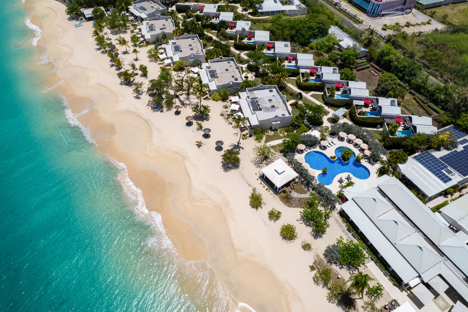Aerial view of Spice Island Beach Resort in Grenada