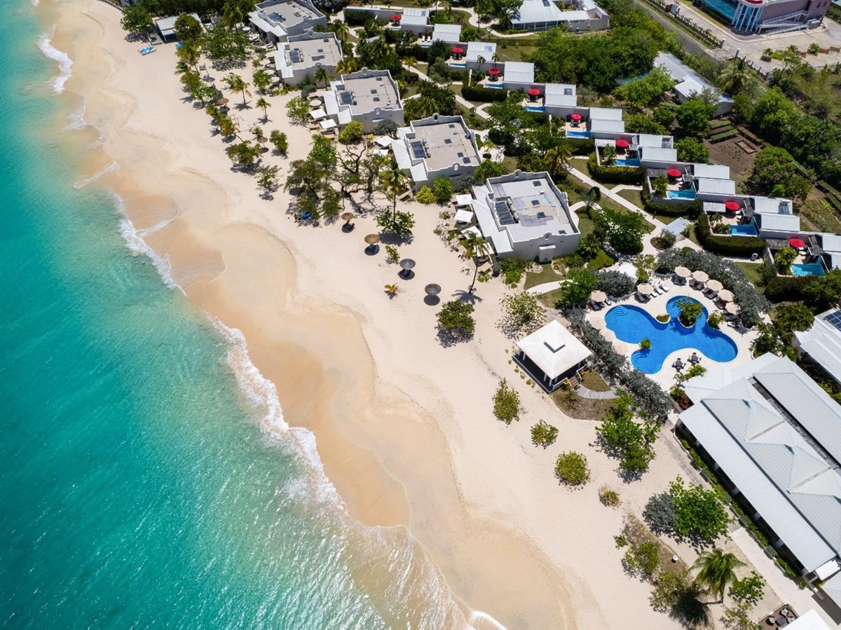 Aerial view of Spice Island Beach Resort in Grenada