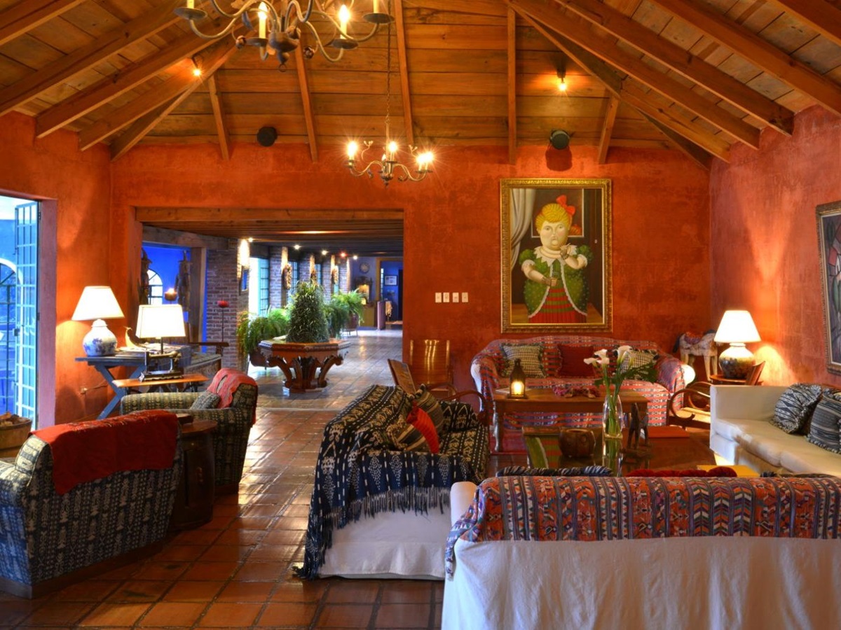 Atitlan guest suite living area at Casa Palopo in Guatemala