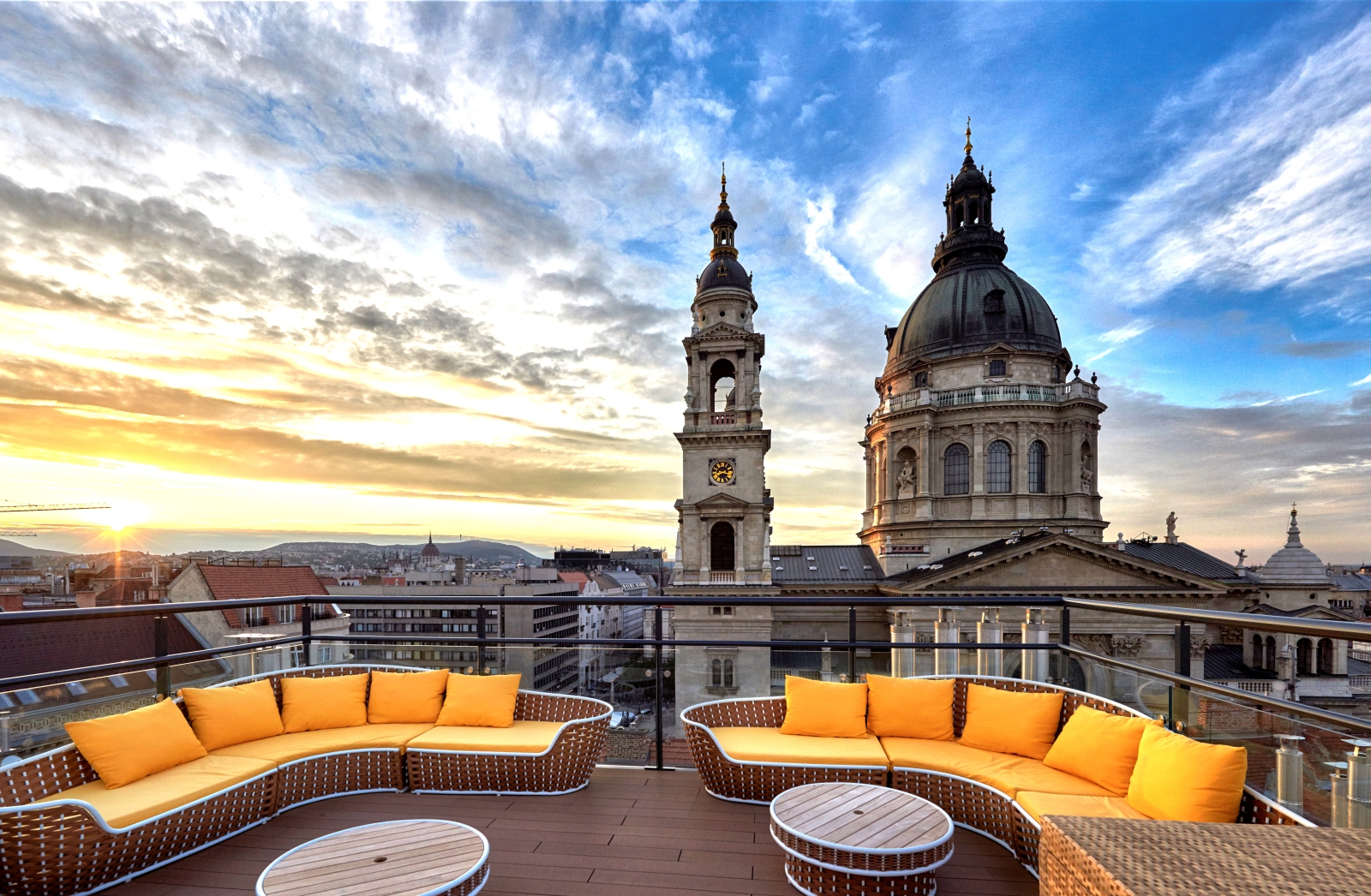 Seating area at High Note SkyBar in Aria Budapest in Hungary