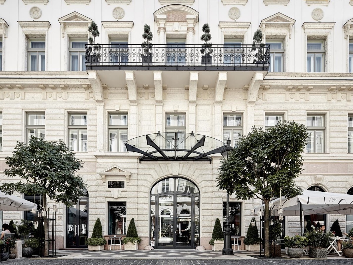 Main entrance view of Aria Budapest in Hungary