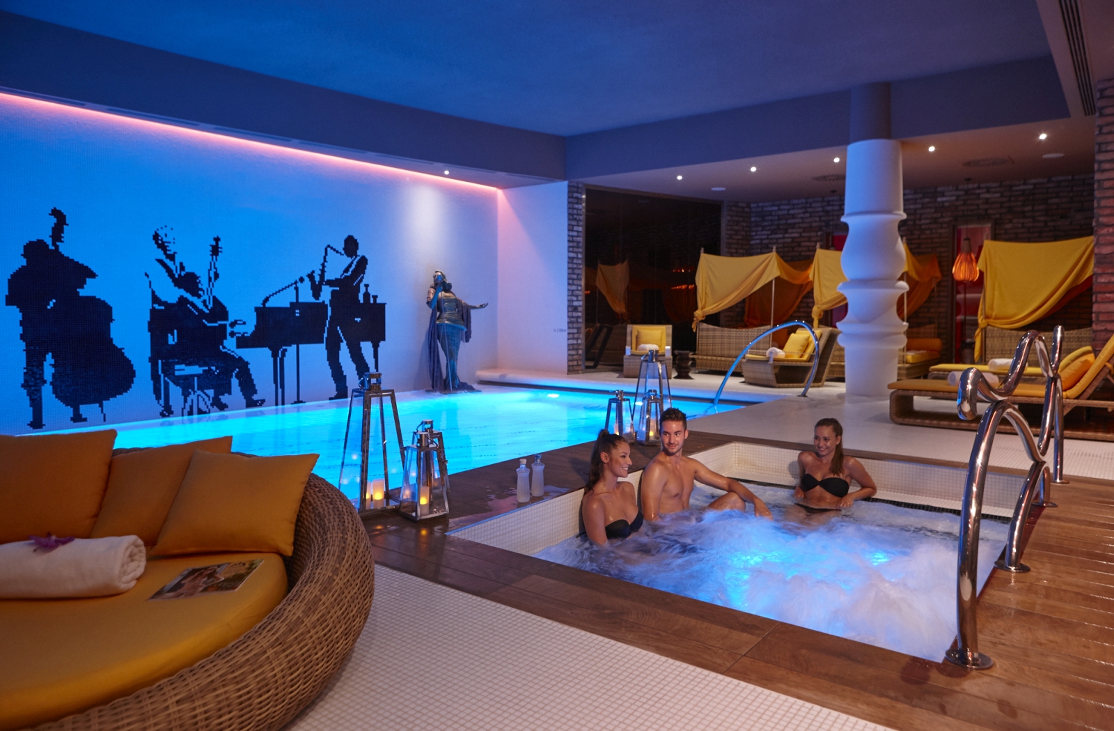 Spa with pool, jacuzzi and cabanas in Aria Budapest in Hungary