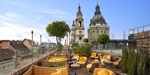 Terrace with view of St Stephens Basilica at Aria Budapest in Hungary