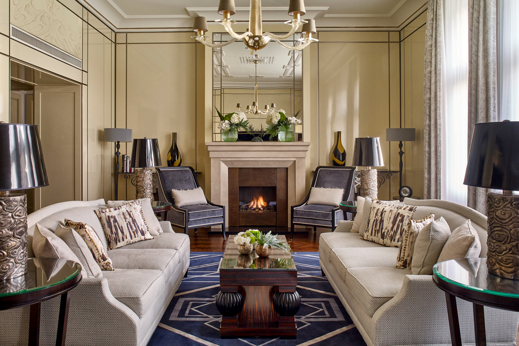 Fireplace lounge at Four Seasons Gresham Palace in Budapest