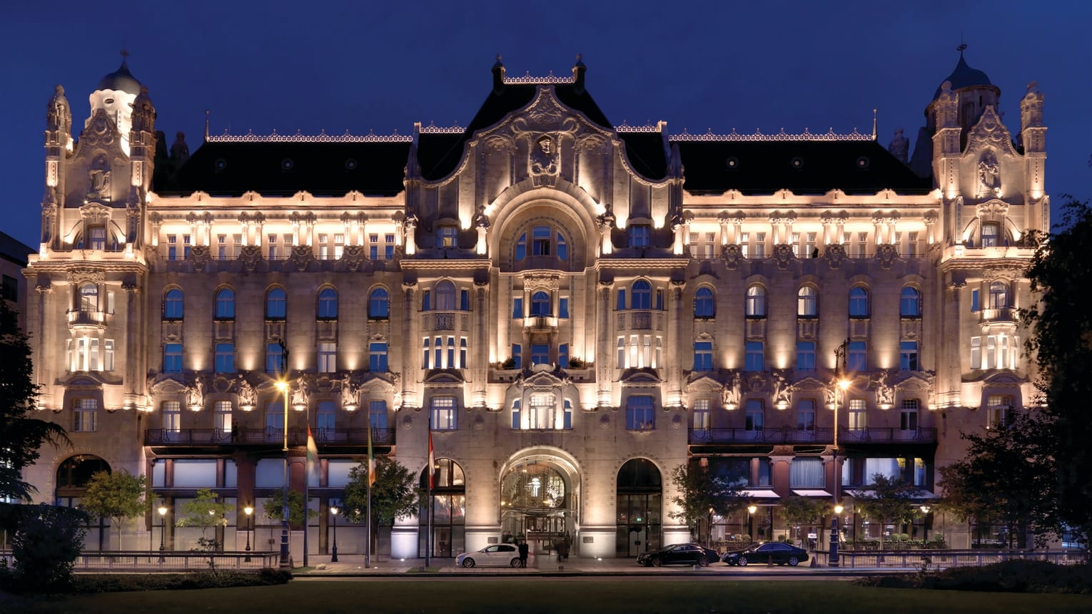 Hotel Facade at the Four Seasons Gresham Palace in Budapest Hungary