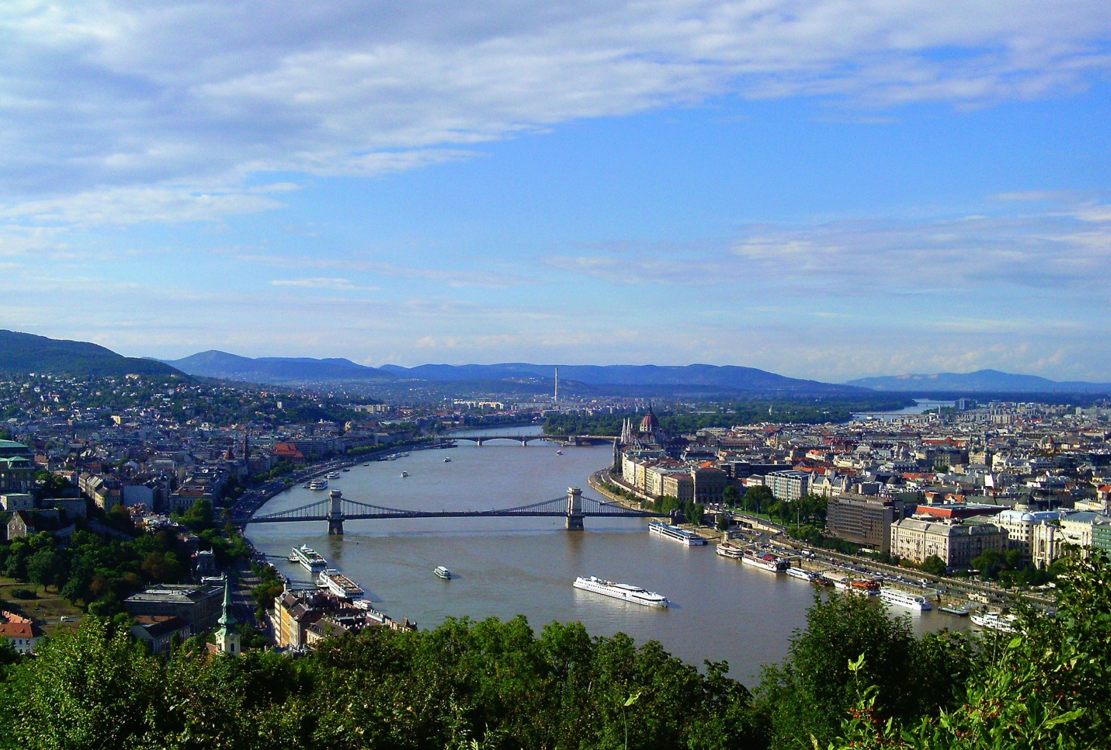 View of the River Danube in the summer in Budapest, Hungary