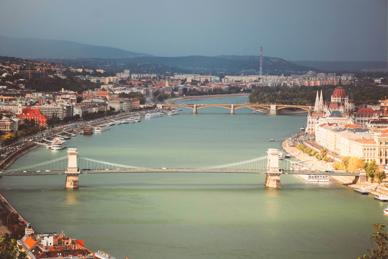 Bridge crossing the river in Budapest, Hungary