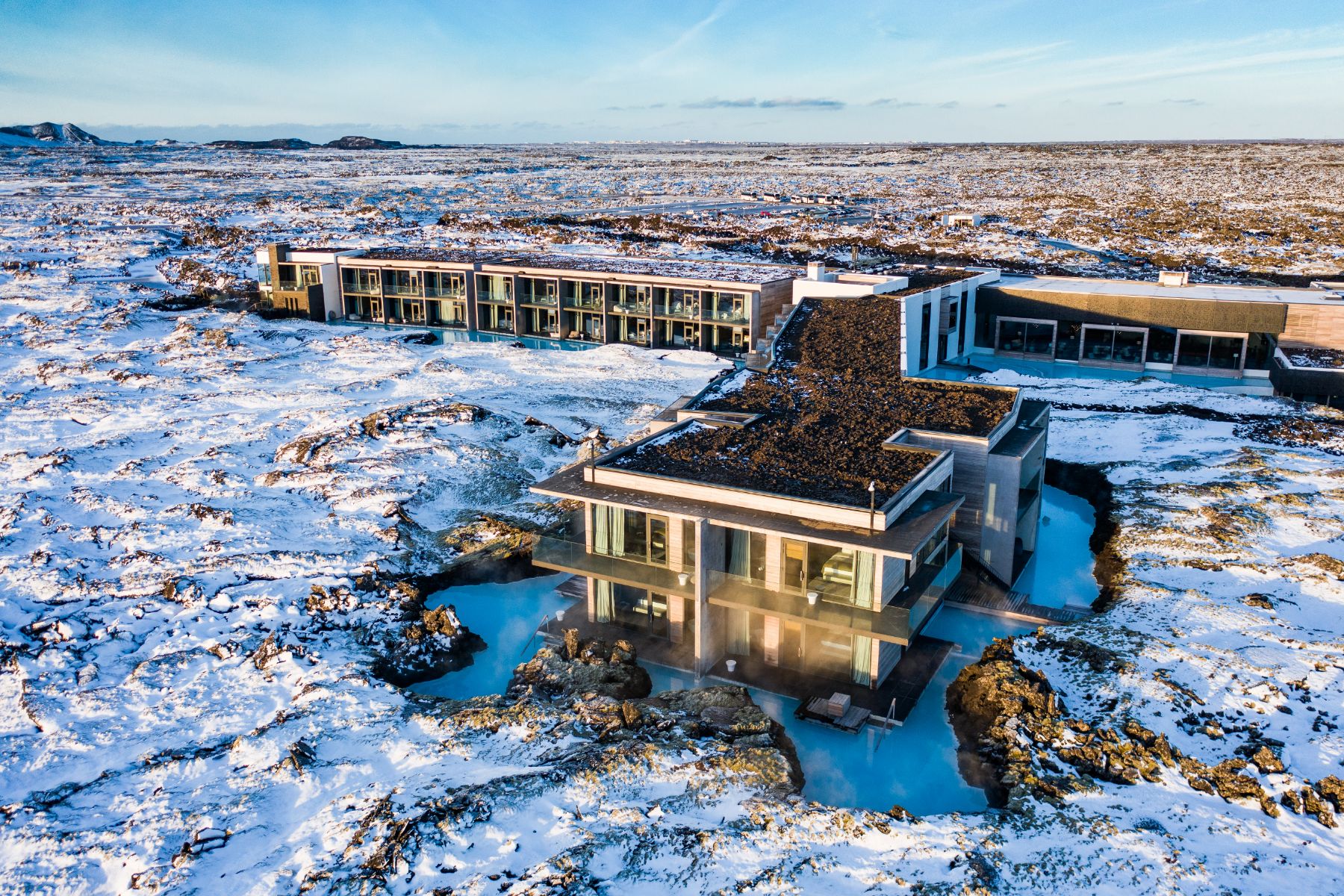 The Retreat at Blue Lagoon hotel in Iceland surrounded by snow