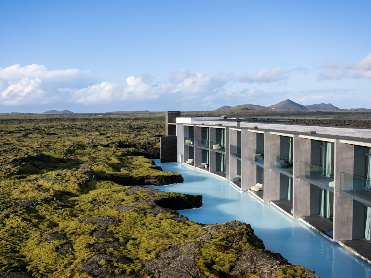 Exterior and surroundings of The Retreat at Blue Lagoon hotel in Iceland
