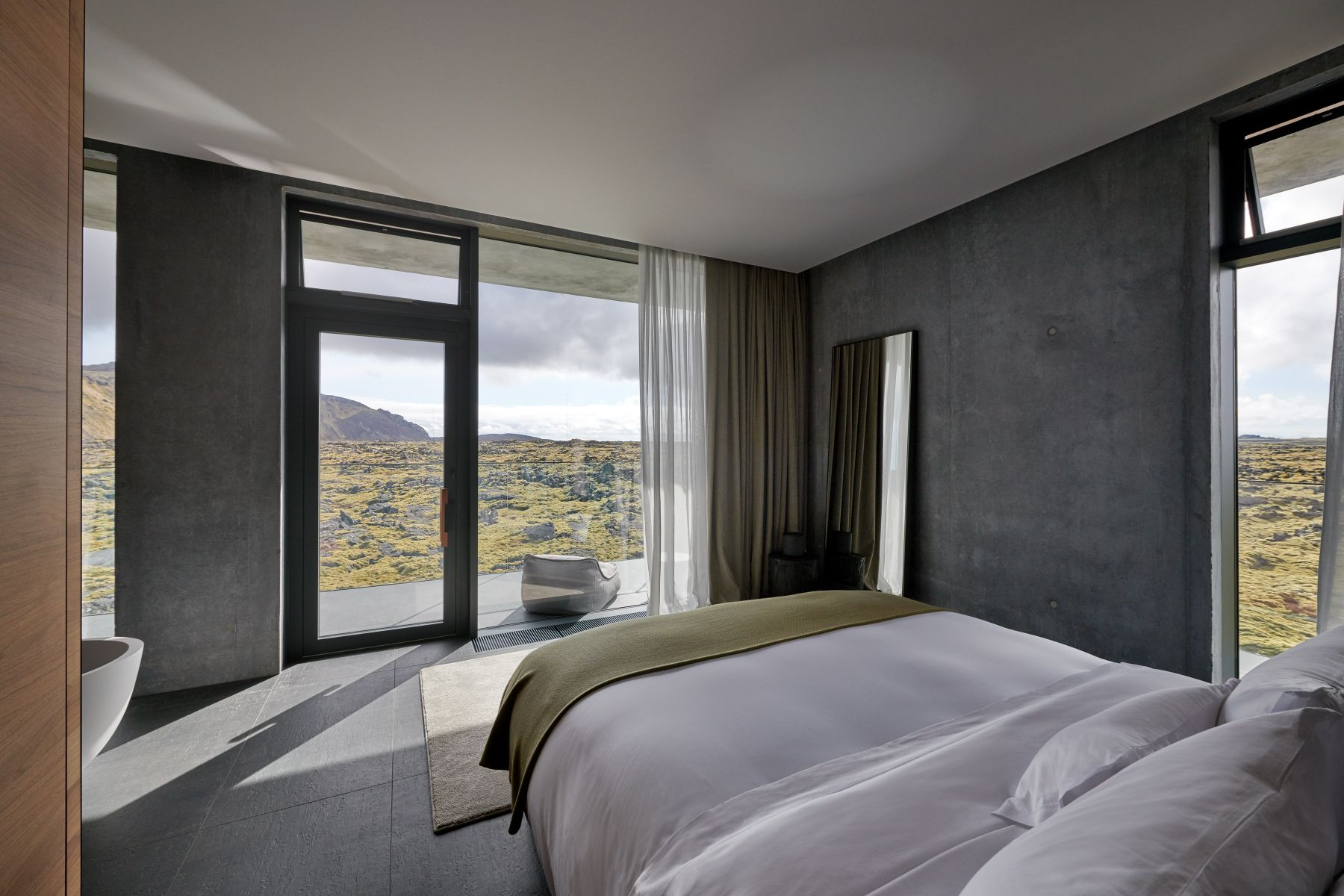 Interior of a Moss Suite at The Retreat at Blue Lagoon hotel in Iceland