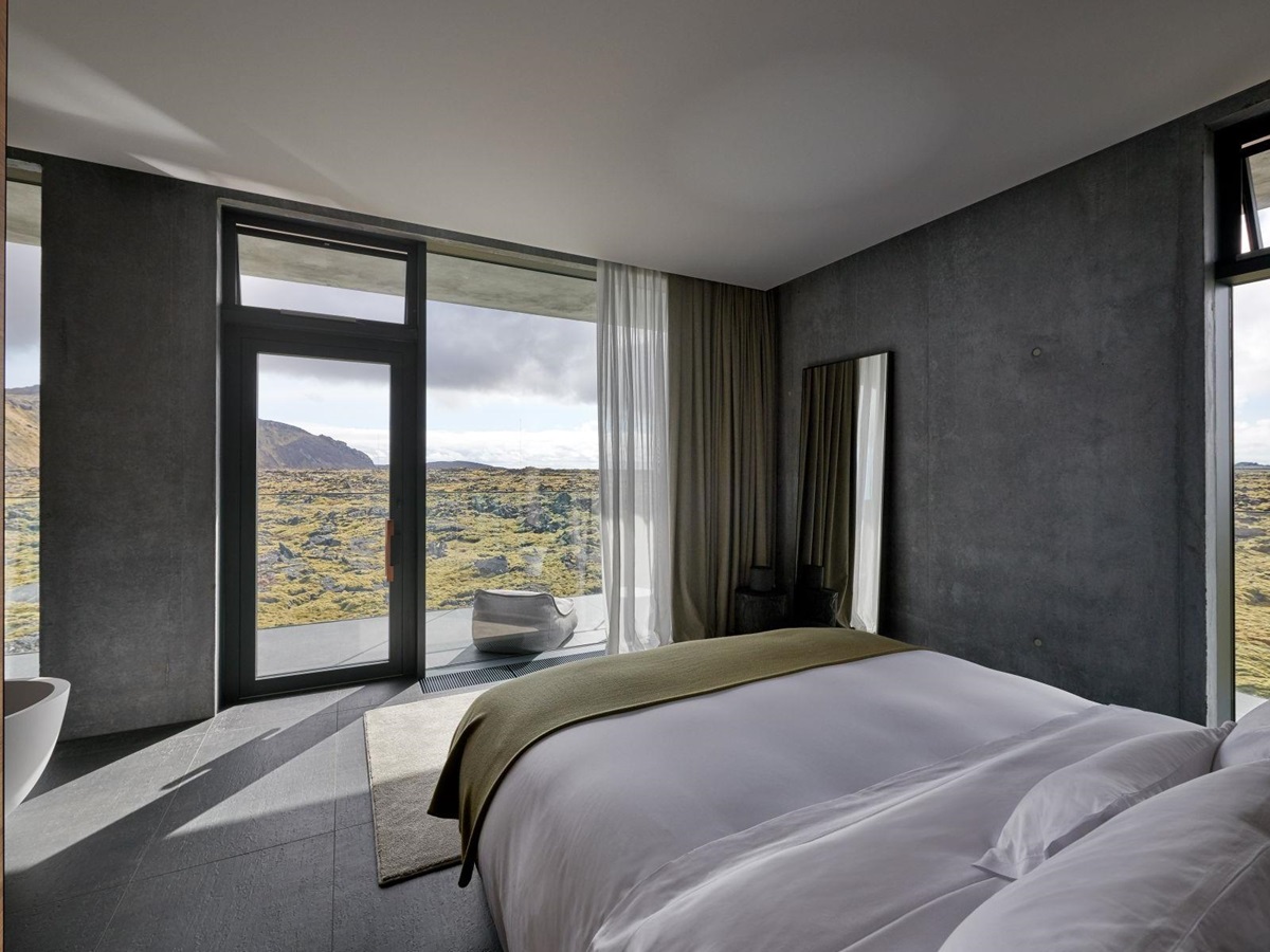 Interior of a Moss Suite at The Retreat at Blue Lagoon hotel in Iceland
