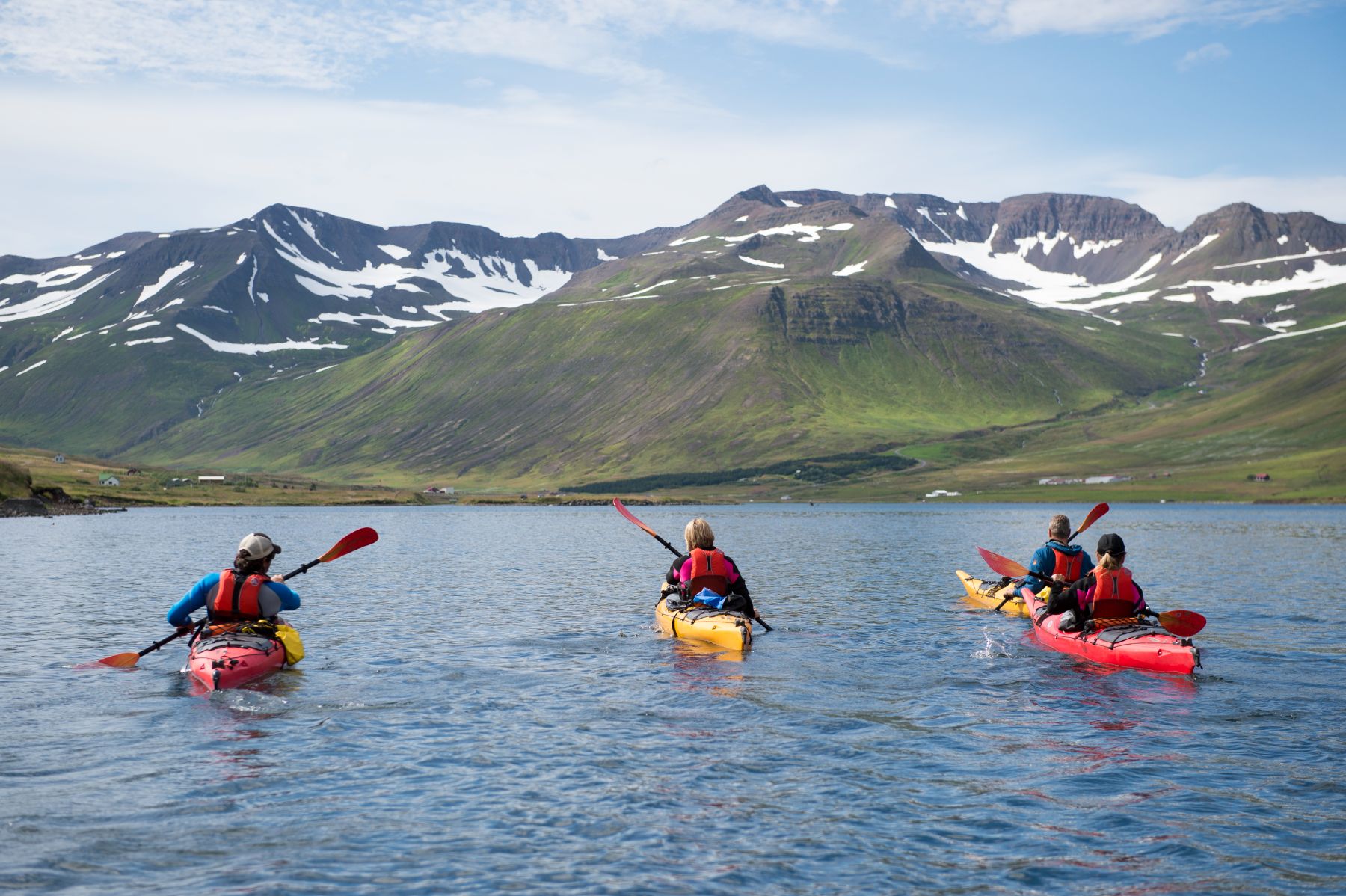 Kayaking on the lake from Deplar Farm in Iceland