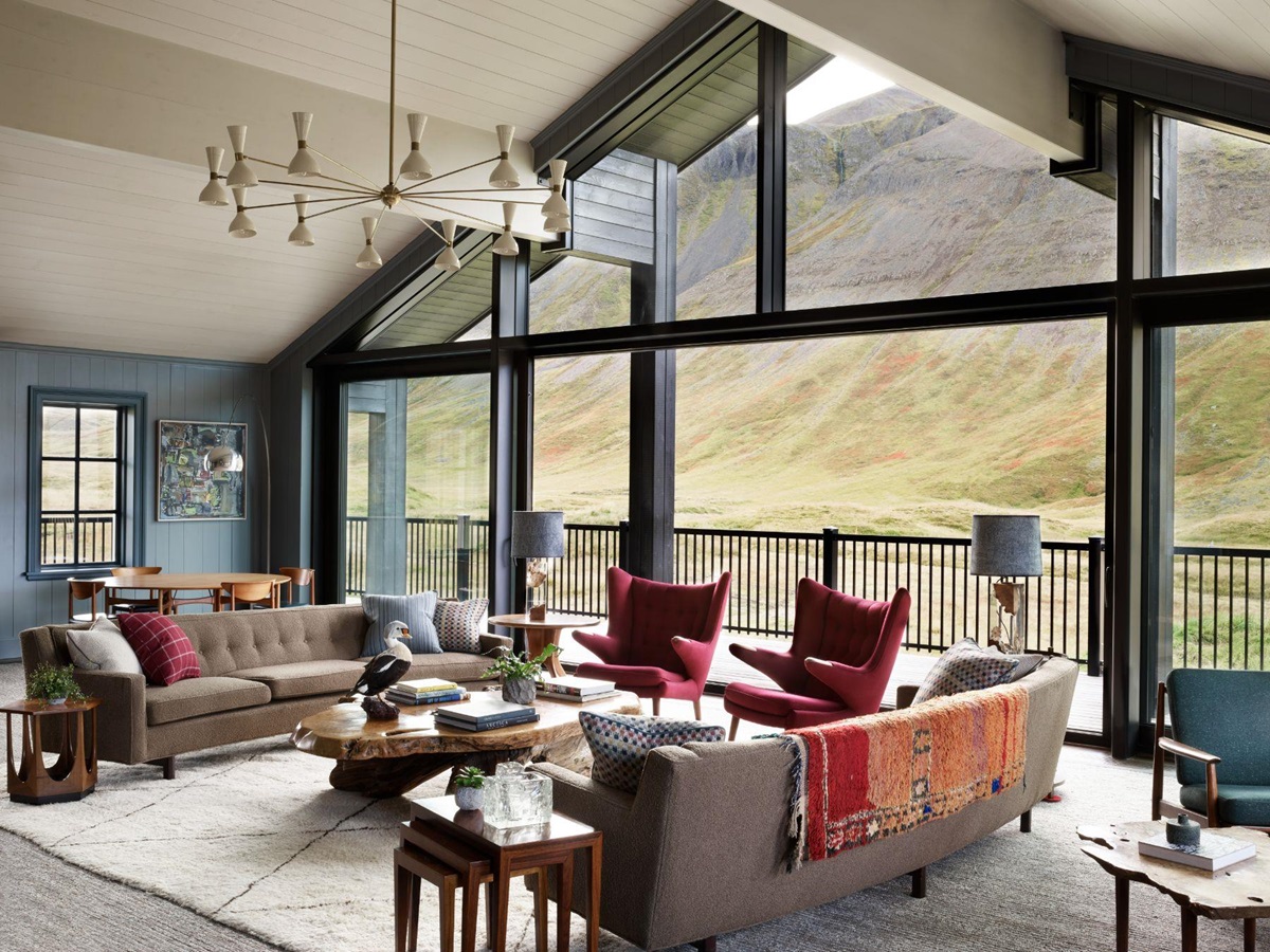 Lounge area at Deplar farm in Iceland