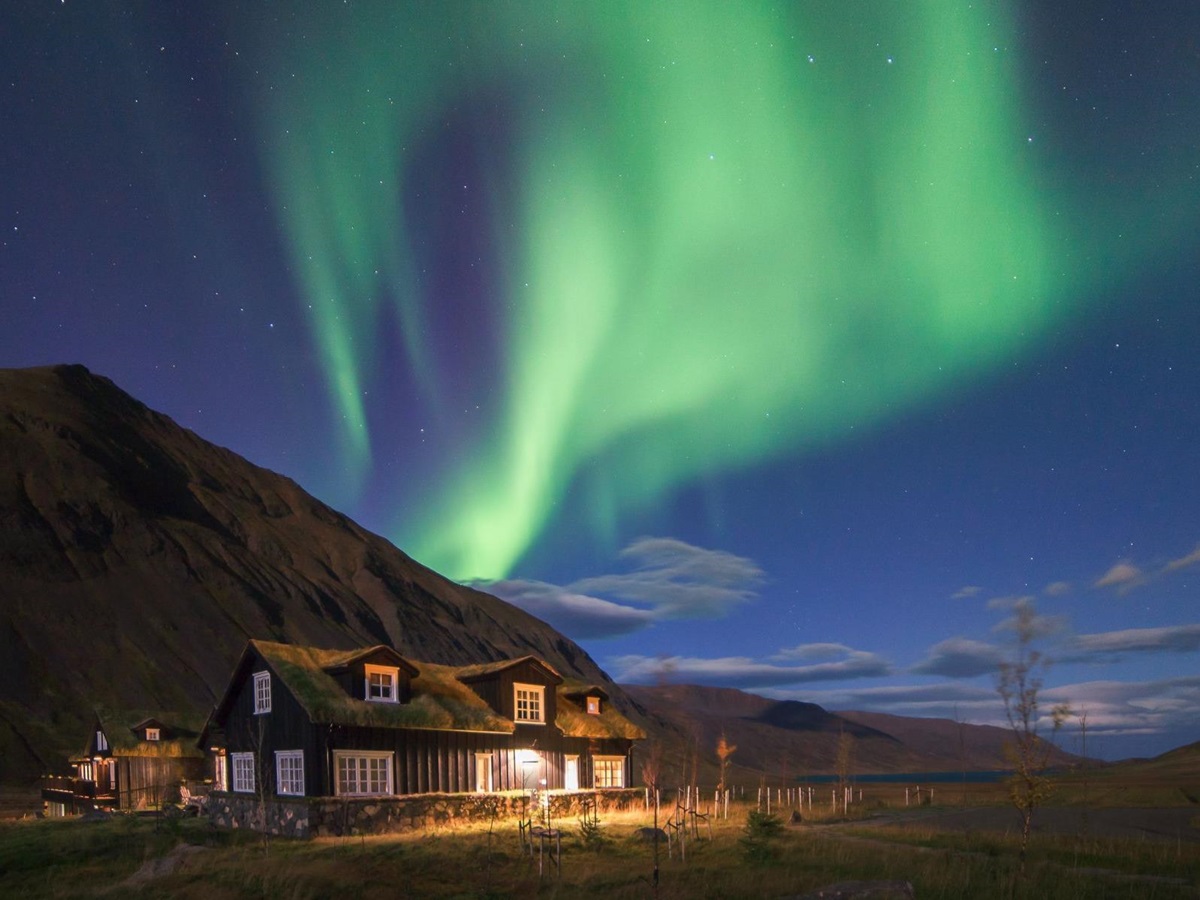 The Northern Lights spotted over Deplar Farm in Iceland