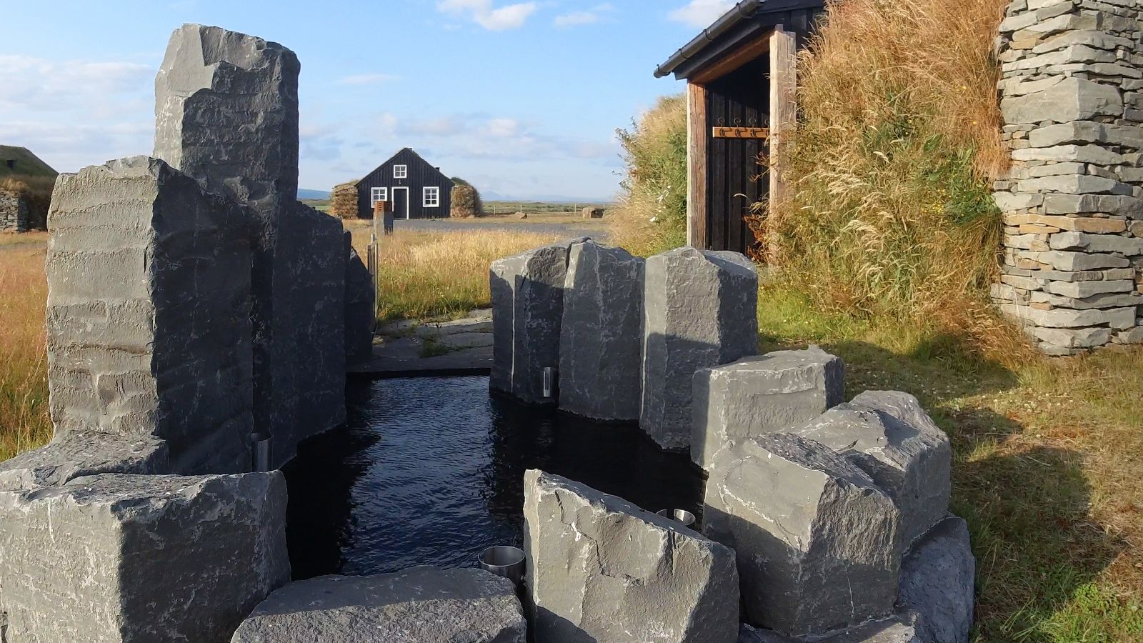 Basalt geothermic pool at Torfhus Retreat hotel in Iceland