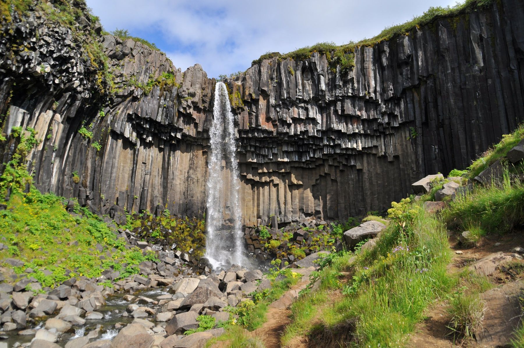 Svartifoss Waterfall in the Skaftafell National Park, Iceland