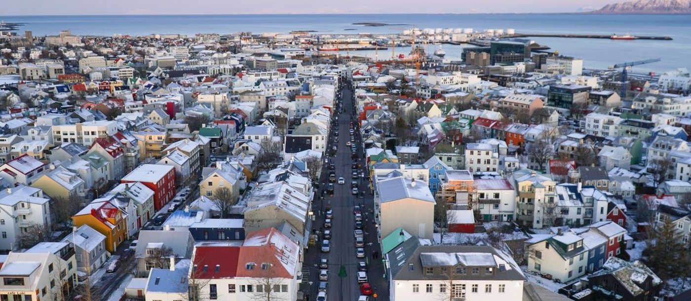 High view of Reykjavik in Iceland