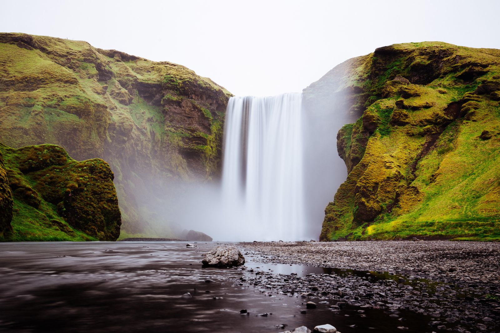 Skogafoss waterfall, one of the biggest waterfalls in the country, situated on the Skógá River in the south of Iceland