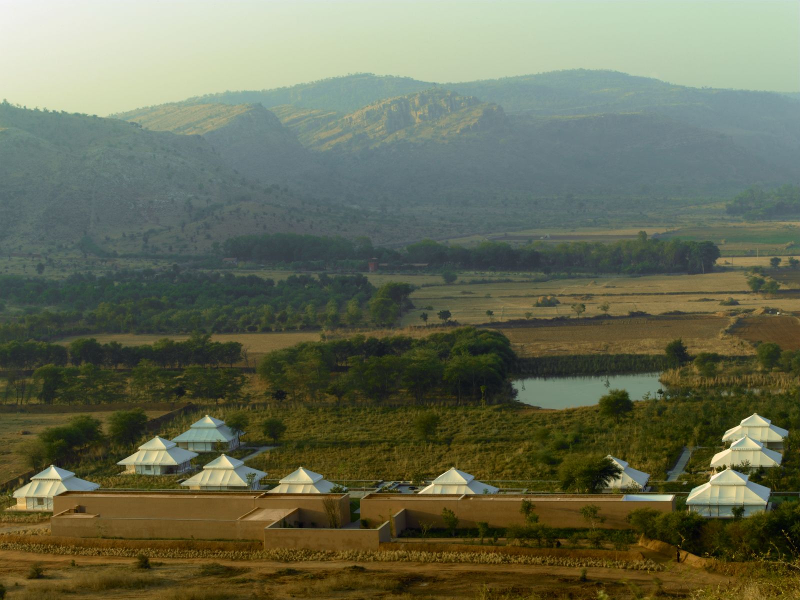 Aerial view of Aman-I-Khas by Ranthambore National Park in India