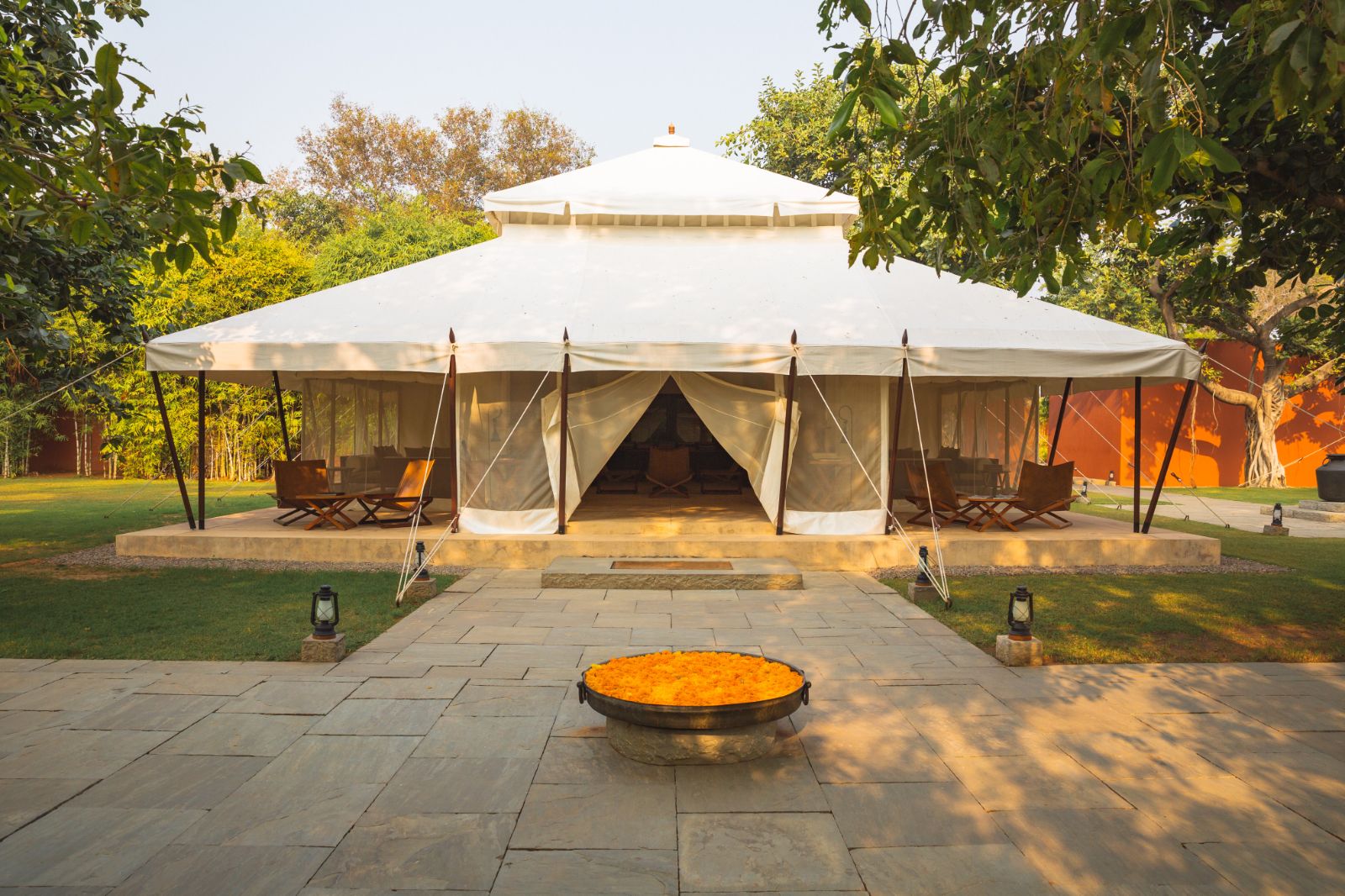 Guest tent exterior at Aman-I-Khas by Ranthambore National Park in India