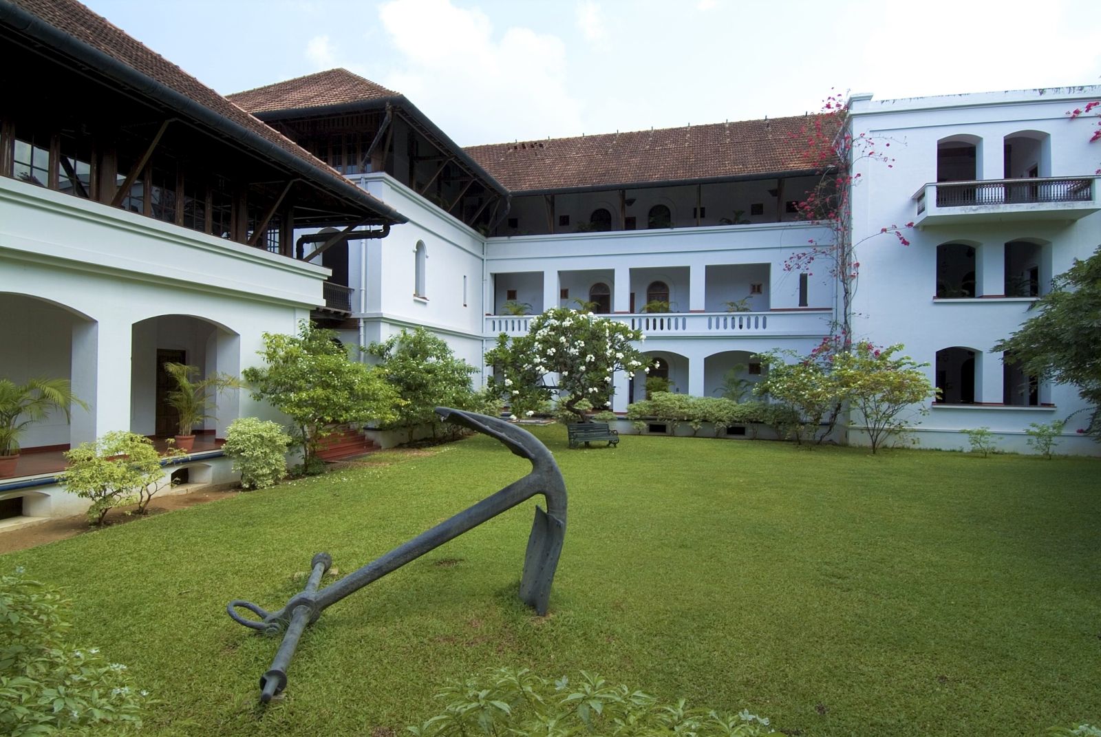 Courtyard of the Brunton Boatyard hotel in Cochin India
