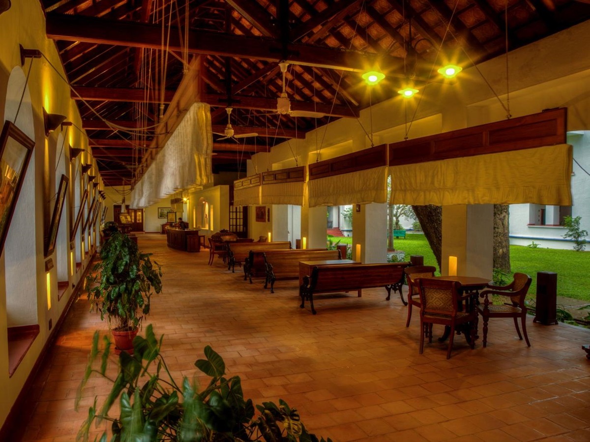 Lobby of the Brunton Boatyard hotel in Cochin India