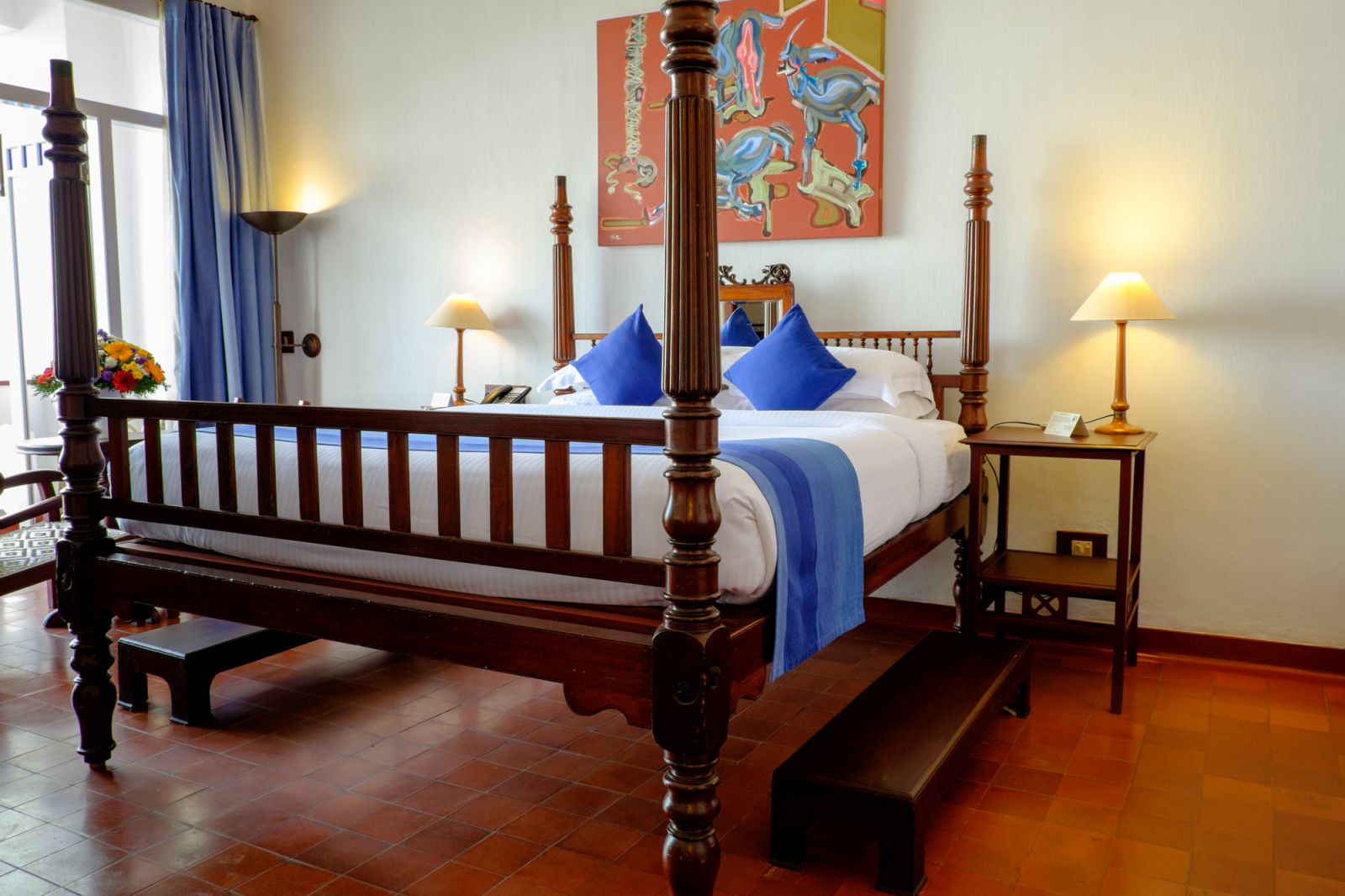 Guest room in the Brunton Boatyard hotel in Cochin India