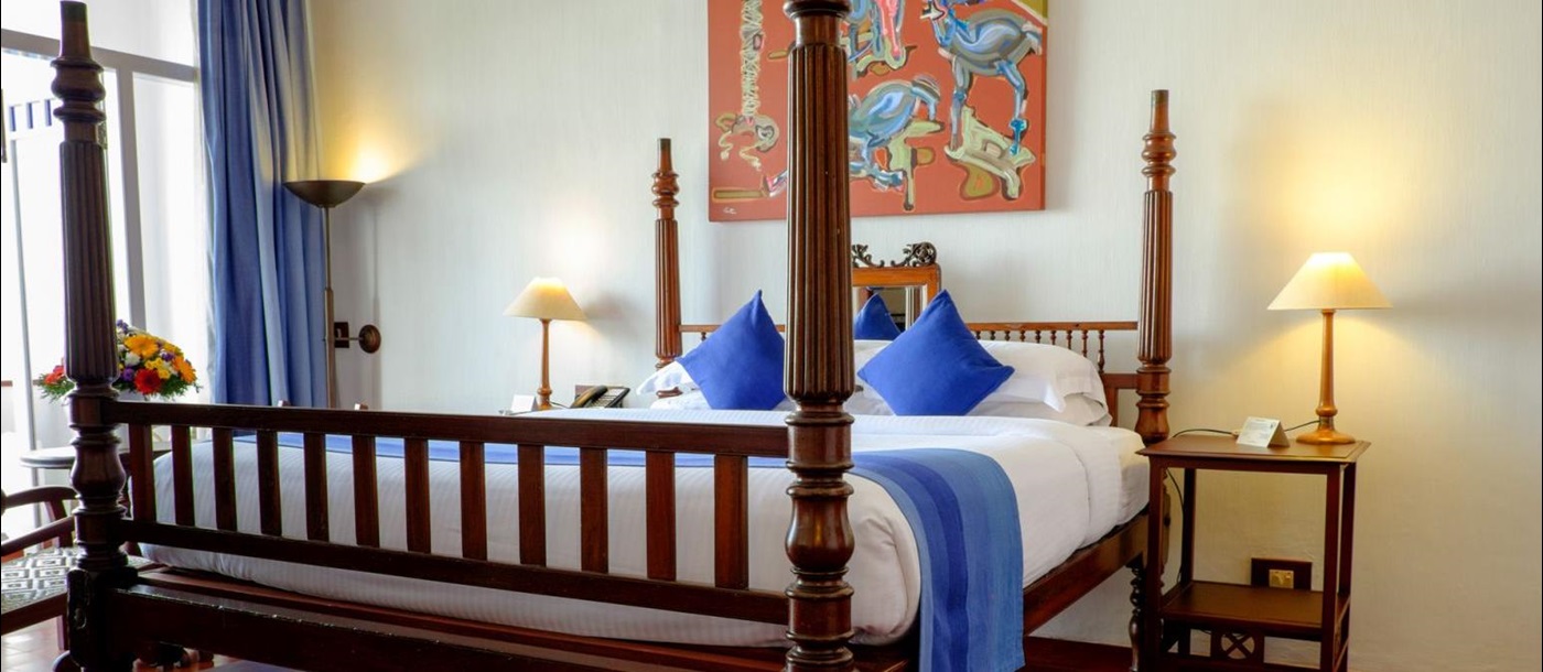 Guest room in the Brunton Boatyard hotel in Cochin India