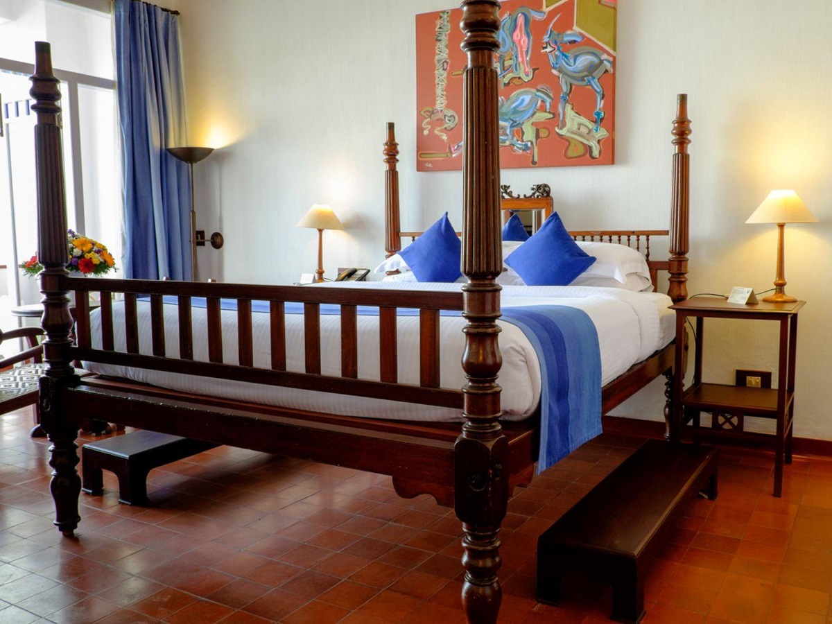 Guest room in the Brunton Boatyard hotel in Cochin India