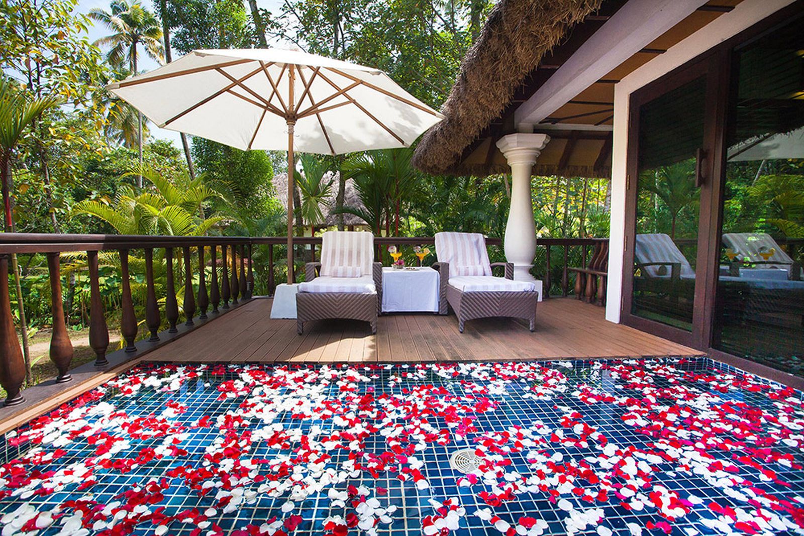 Private plunge pool at Carnoustie Resort in Kerala India