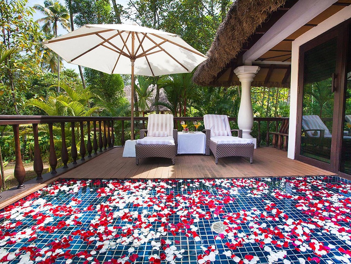 Private plunge pool at Carnoustie Resort in Kerala India