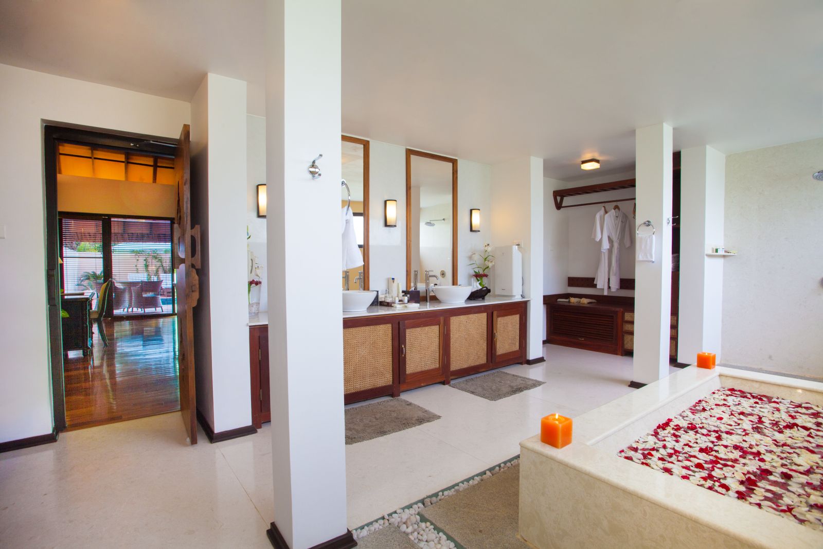 Bathroom of a suite at the Carnoustie Resort in Kerala India