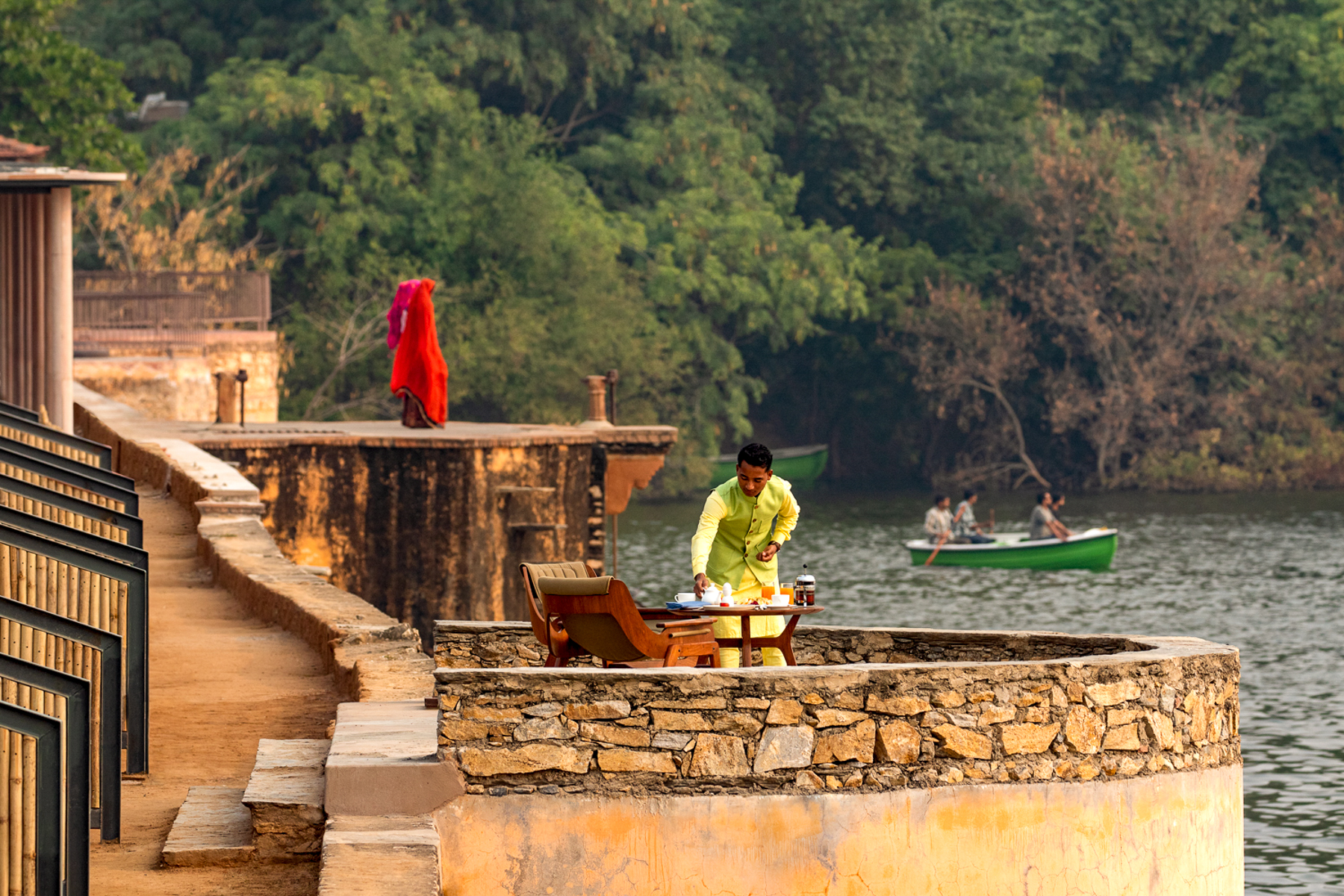 Lakeview dining experience at Chhatra Sagar in India