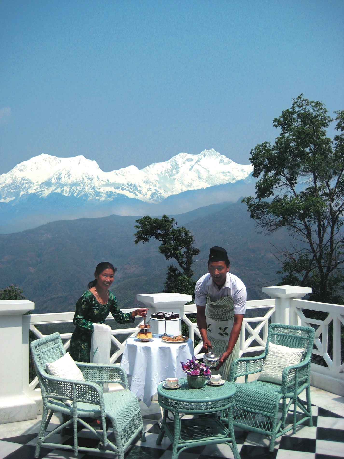 Terrace and views at the Glenburn Tea Estate in Darjeeling India