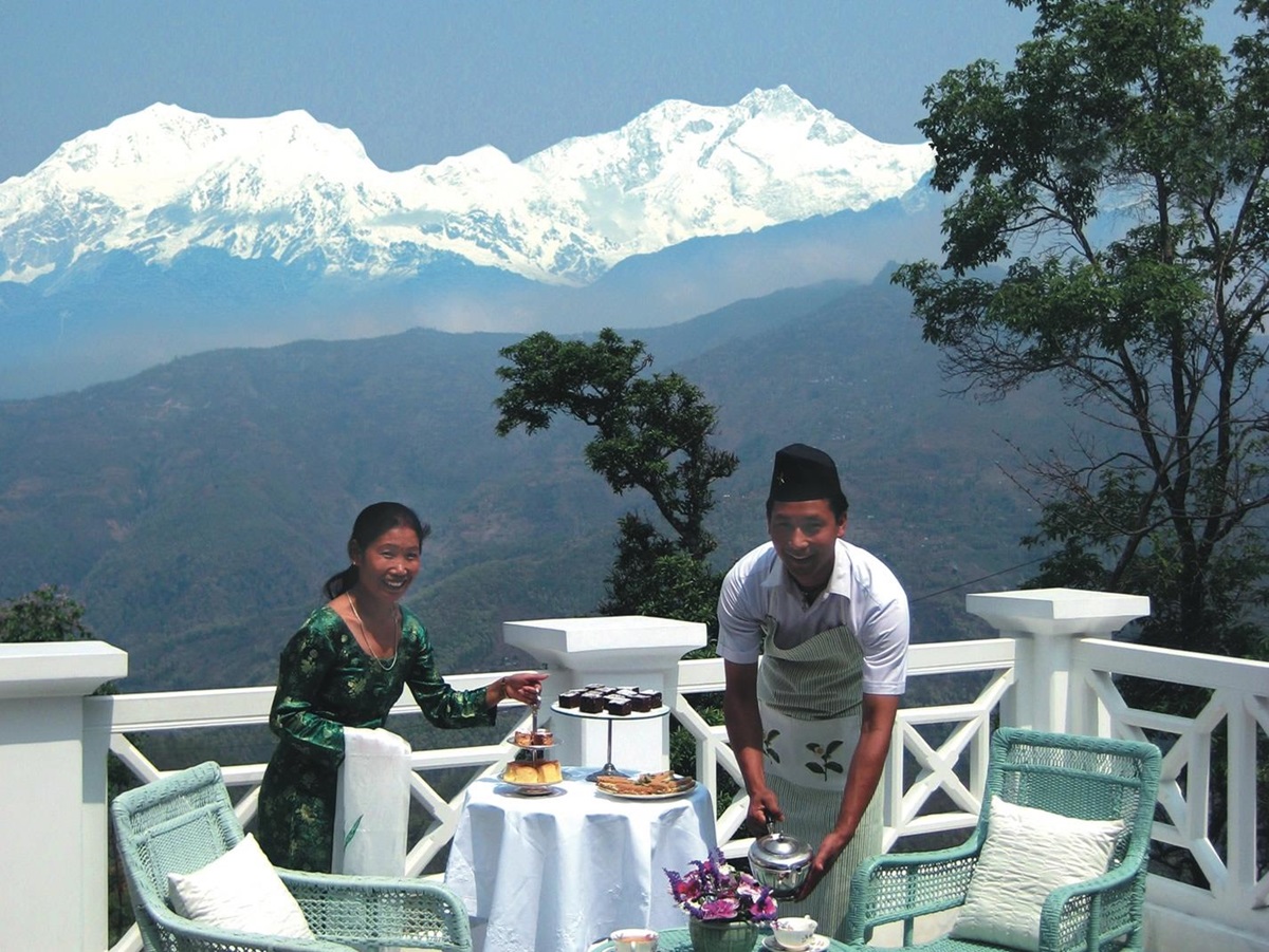 Terrace and views at the Glenburn Tea Estate in Darjeeling India