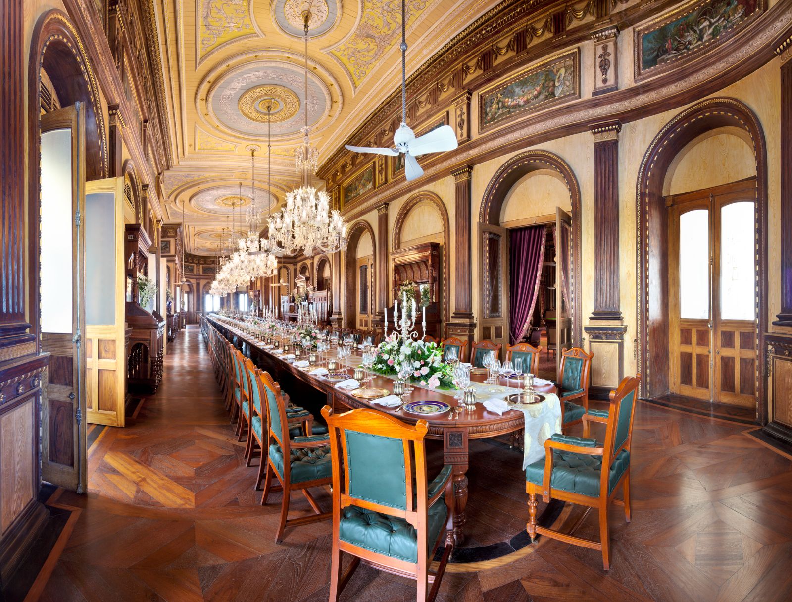 Dining table at Taj Falaknuma Palace in Hyderabad in India