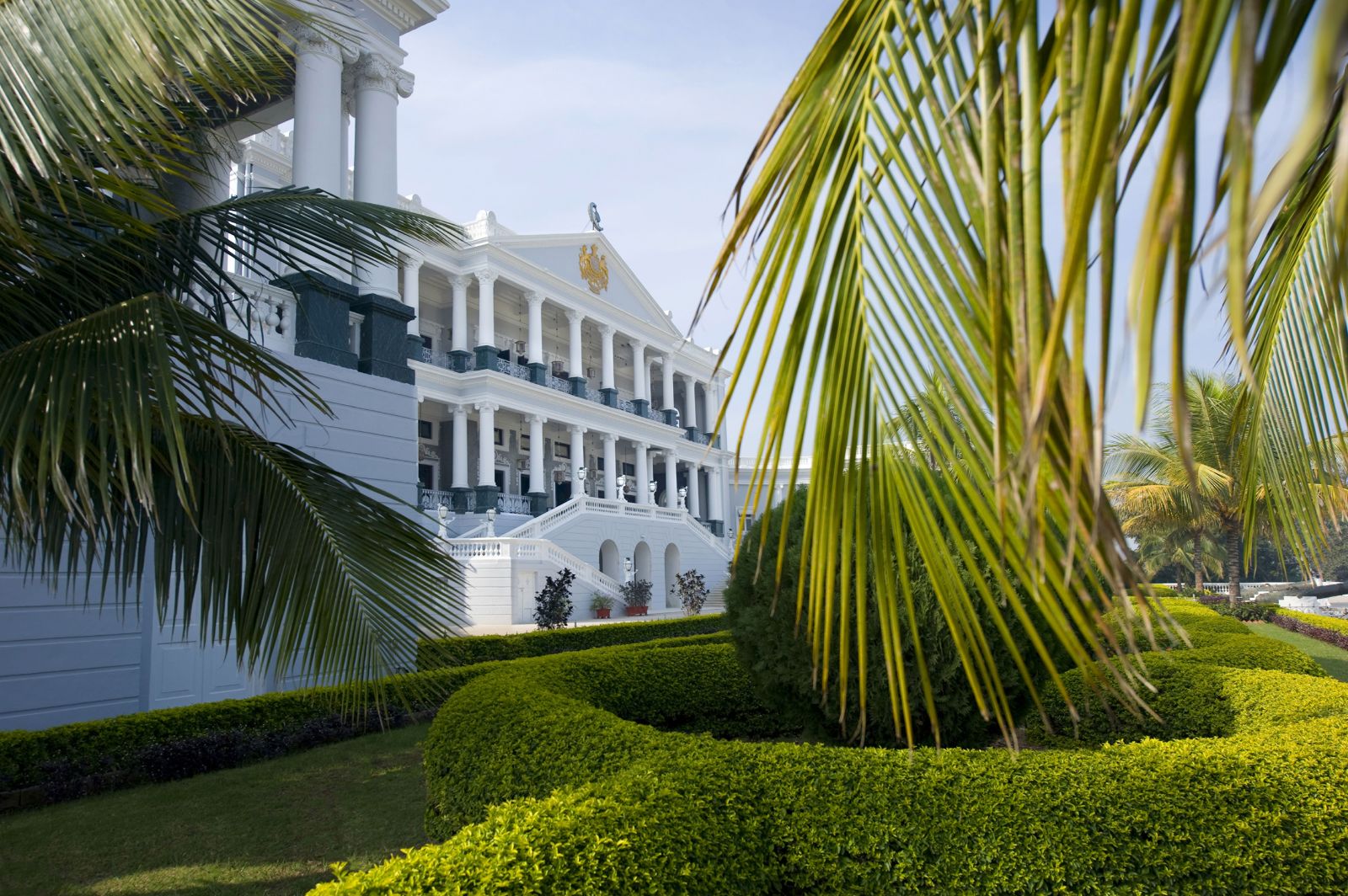 Exterior of Taj Falaknuma Palace in Hyderabad in India