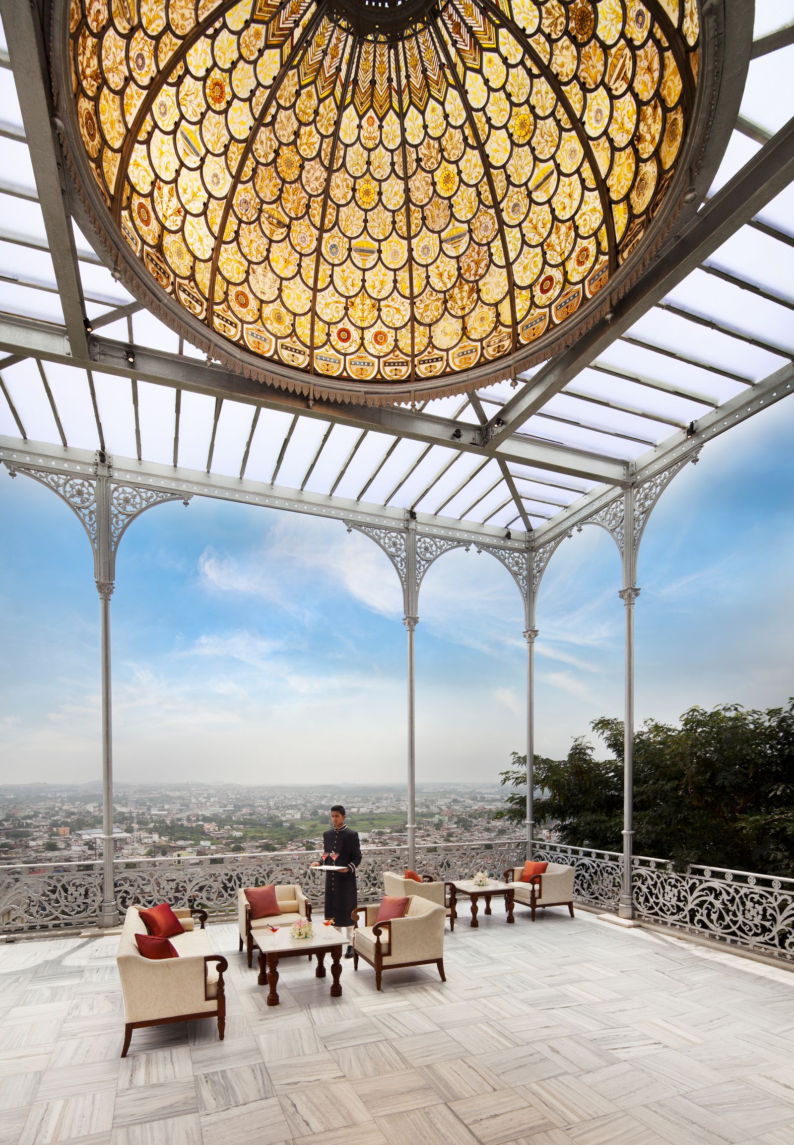 Gole Terrace at Taj Falaknuma Palace in Hyderabad in India