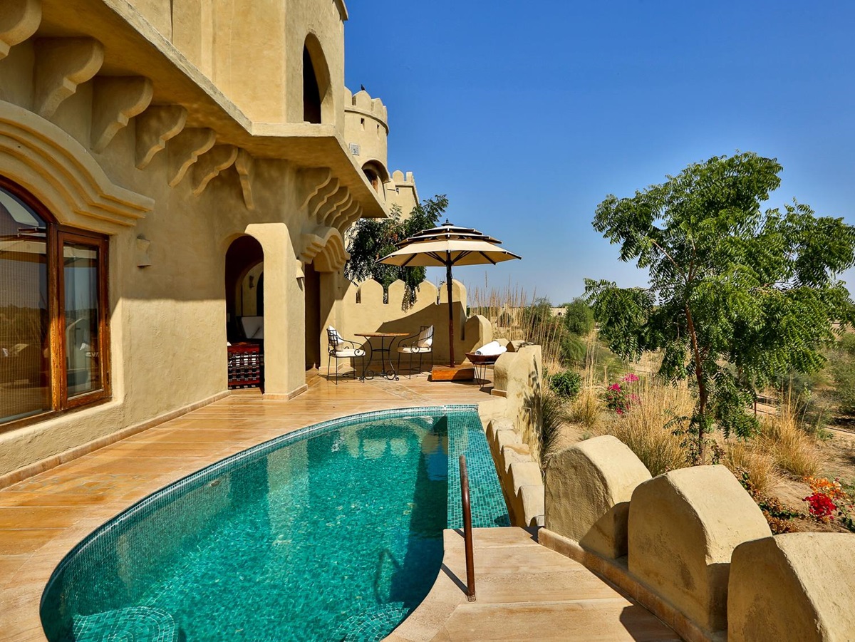 Alishan suite swimming pool at Mihir Garh in India