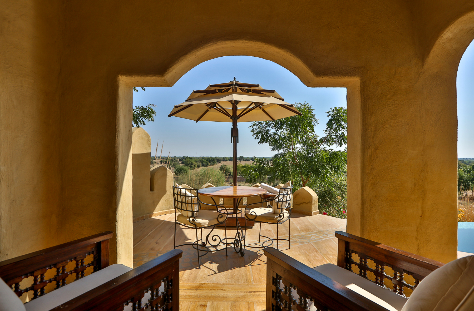 Alishan Suite terrace at Mihir Garh in India