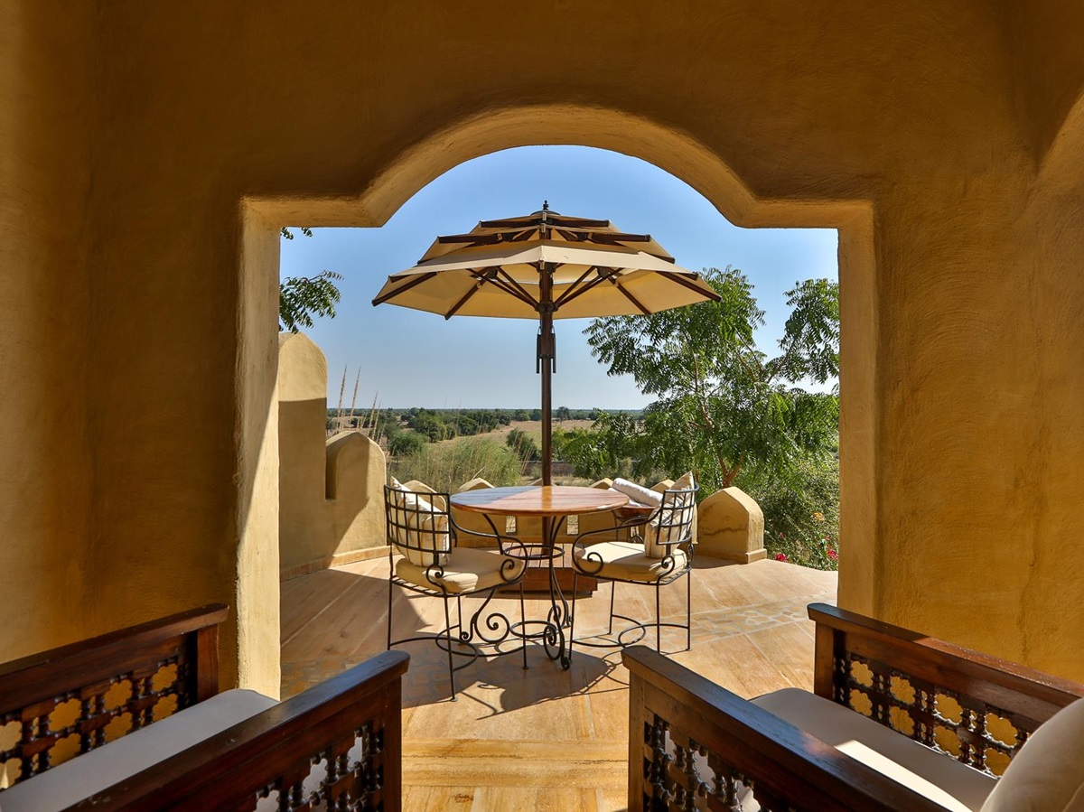 Alishan Suite terrace at Mihir Garh in India