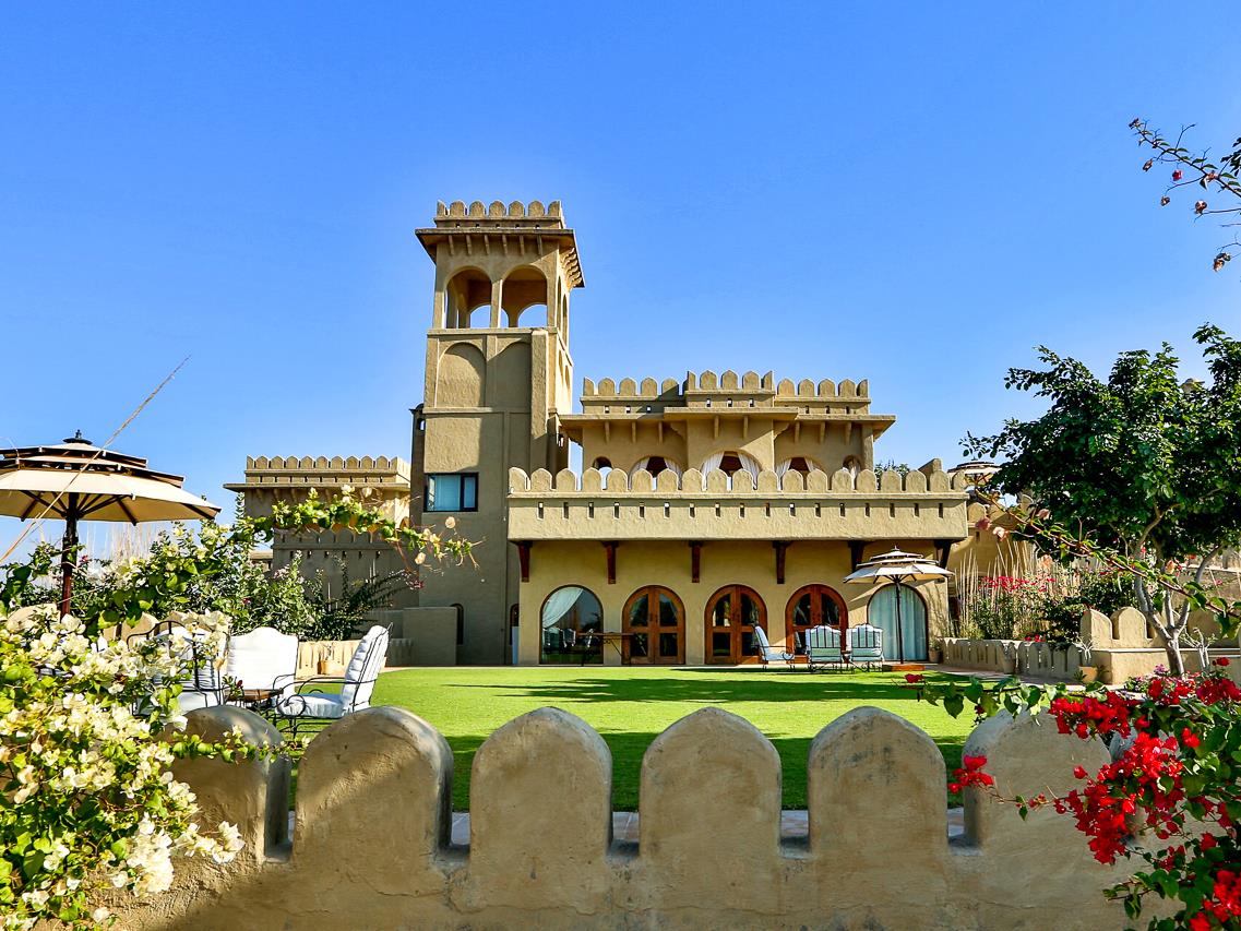 Back garden of Mihir Garh in India