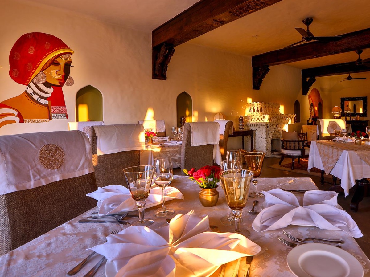Dining room at Mihir Garh in India